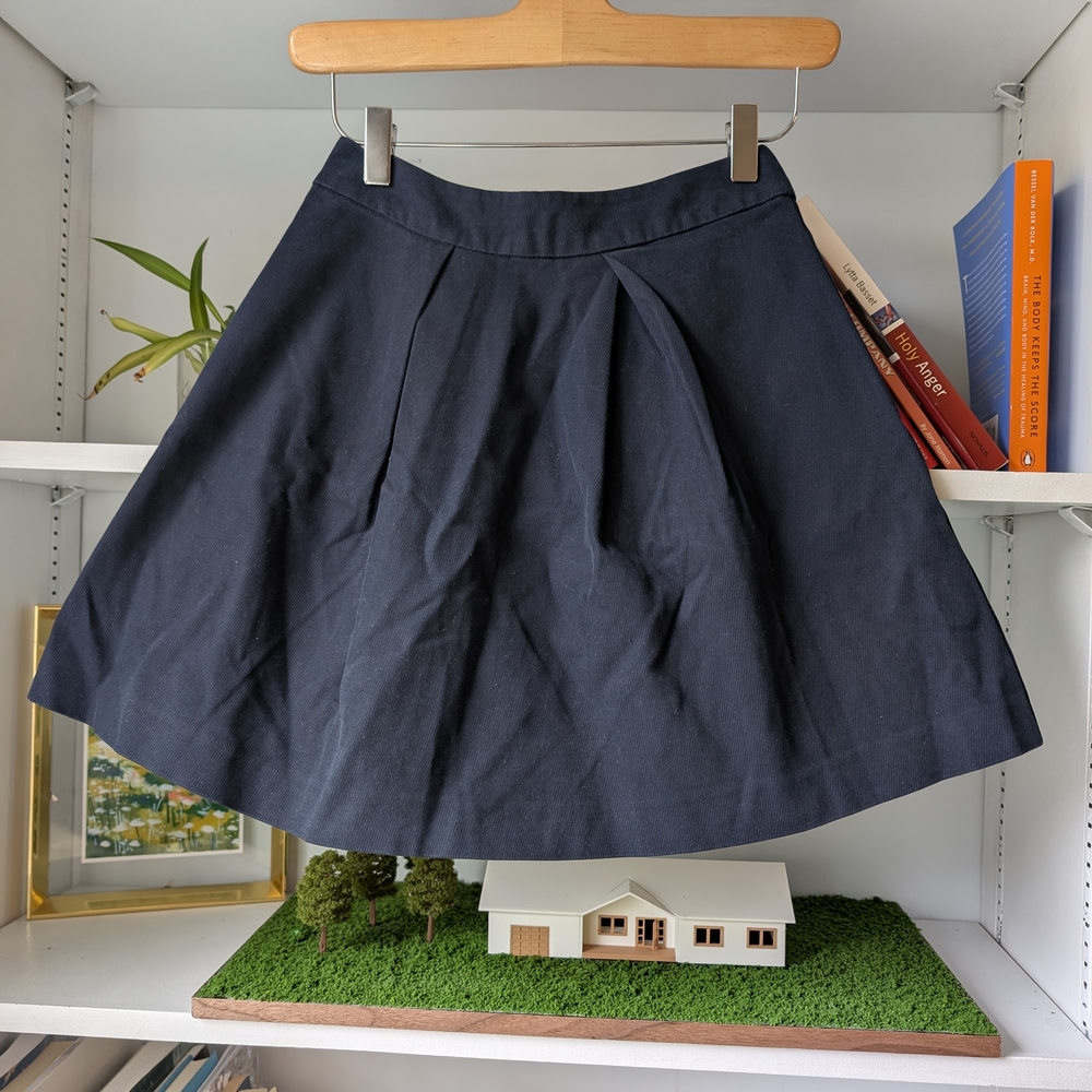 Topshop Women's Mini Skirt Navy Blue Zipup Size 6 Y2K Minimalist Preppy Twee